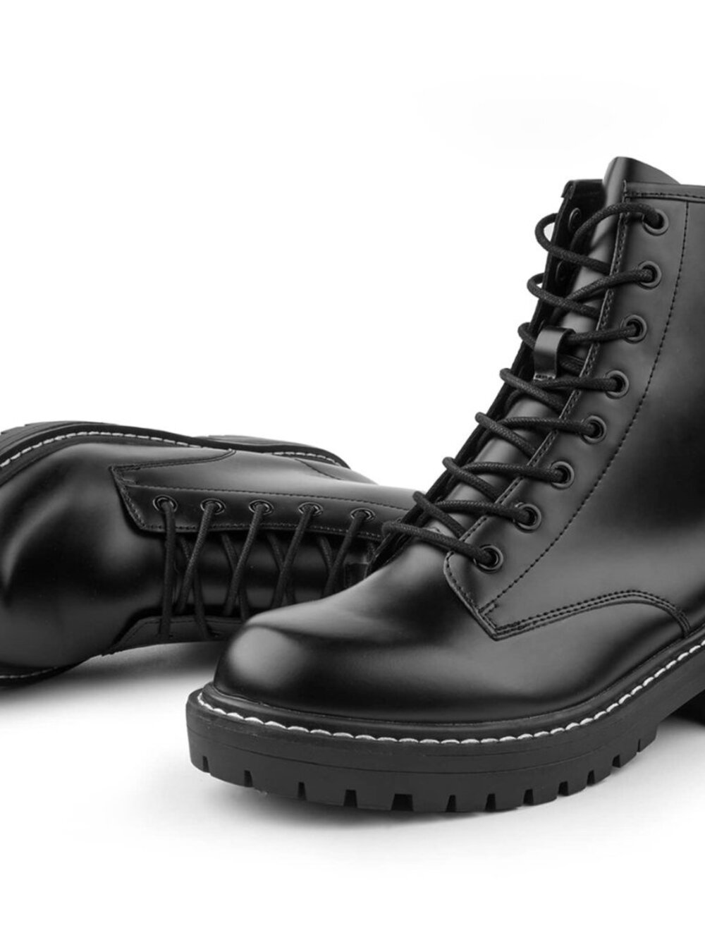 Women’s Ankle Booties 8-Eye Side Zipper Lace-up Combat Boots